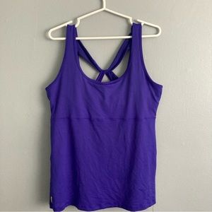 Lole racer back tank top built in bra blue size XS